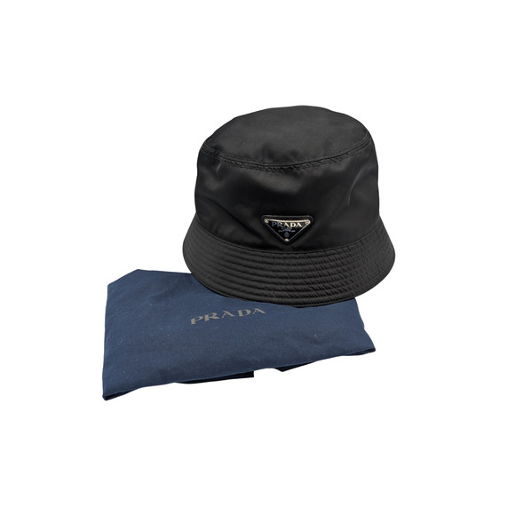 Prada Re-Nylon Nylon Black Bucket Hat Size Medium
